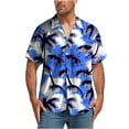 thumbnail image 1 of ZCFZJW Men's Hawaiian Shirt Big and Tall Regular Fit Casual Short Sleeve Floral Button Down Graphic T-Shirts Tropical Holiday Beach Vacation Tees Tops Blue#02 XL, 1 of 7