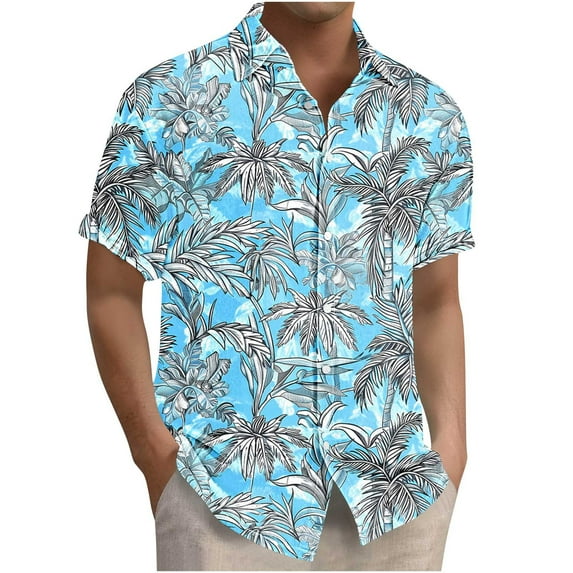 ZCFZJW Men's Hawaiian Shirt Big and Tall Regular Fit Casual Summer Short Sleeve Floral Button Down Shirts Tropical Holiday Beach T-Shirts Tops Multicolor#01 M