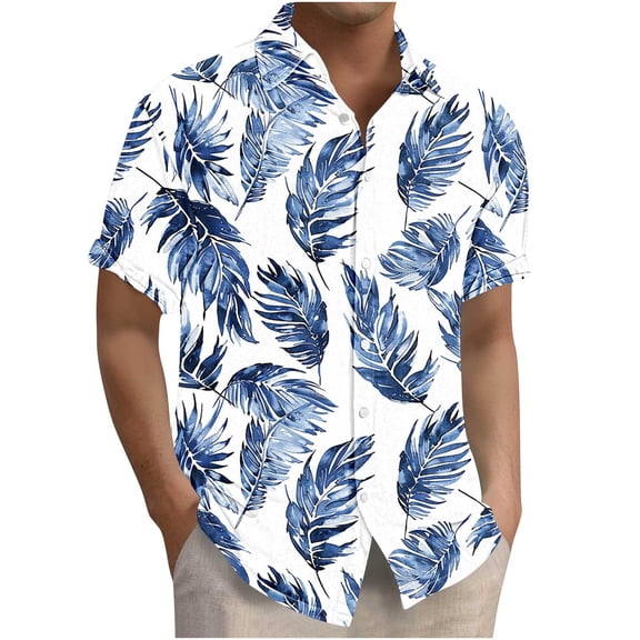 ZCFZJW Men's Hawaiian Shirt Big and Tall Regular Fit Casual Summer Short Sleeve Floral Button Down Shirts Tropical Holiday Beach T-Shirts Tops Multicolor#05 S