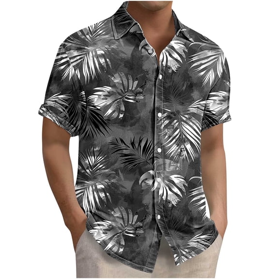 ZCFZJW Men's Hawaiian Shirt Big and Tall Regular Fit Casual Summer Short Sleeve Floral Button Down Shirts Tropical Holiday Beach T-Shirts Tops Multicolor#08 XXL