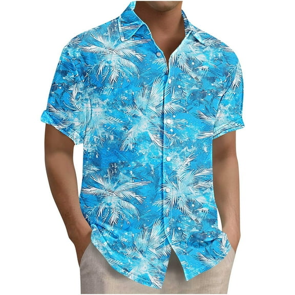ZCFZJW Men's Hawaiian Shirt Big and Tall Regular Fit Casual Summer Short Sleeve Floral Button Down Shirts Tropical Holiday Beach T-Shirts Tops Multicolor#09 L