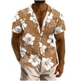thumbnail image 1 of ZCFZJW Men's Hawaiian Shirt Big and Tall Regular Fit Short Sleeve Summer Floral Print Beach Tropical T-Shirt Tops Button Down Graphic Tees Shirt Coffee S, 1 of 5
