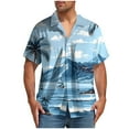 thumbnail image 1 of ZCFZJW Men's Hawaiian Shirt Funky Tropical Floral Printed Beach Vacation Tees Shirt Regular Fit Casual Button Down Short Sleeve Graphic T-Shirts Tops Light Blue XL, 1 of 5