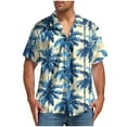 thumbnail image 1 of ZCFZJW Men's Hawaiian Shirt Funky Tropical Floral Printed Beach Vacation Tees Shirt Regular Fit Casual Button Down Short Sleeve Graphic T-Shirts Tops Navy L, 1 of 5
