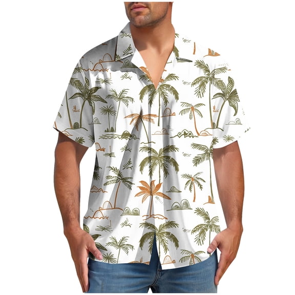 ZCFZJW Men's Hawaiian Shirt Funky Tropical Floral Printed Beach Vacation Tees Shirt Regular Fit Casual Button Down Short Sleeve Graphic T-Shirts Tops White#01 XXL