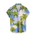 thumbnail image 1 of ZCFZJW Men's Hawaiian Shirt Short Sleeve Plaim Tree Pattern Graphic Summer Button Down Shirts Tropical Holiday Beach Vacation Tees Tops Purple XL, 1 of 3
