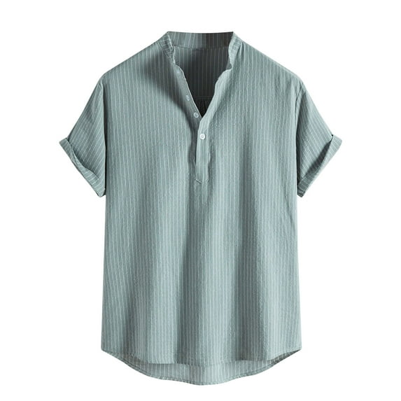 ZCFZJW Men's Hawaiian Shirt Short Sleeves Striped Pattern Printed Button Down Summer Beach Dress Shirts Casual Holiday Graphic Tee Shirts Green XXL