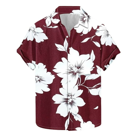 ZCFZJW Men's Hawaiian Shirt Trendy Regular Fit Casual Short Sleeve Floral Button Down Shirts Tropical Holiday Beach Shirts Summer Outfit Clothes 2025 Multicolor#09 XXXXXL