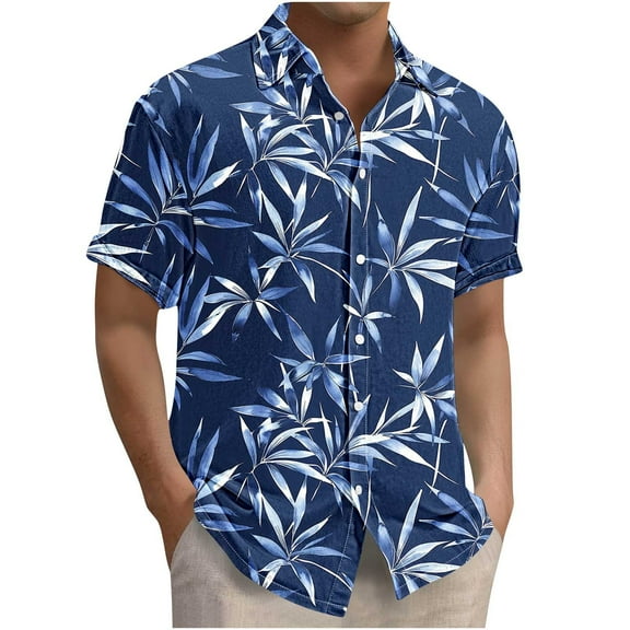 ZCFZJW Men's Hawaiian Wrinkle Free Shirts Big and Tall Regular Fit Casual Short Sleeve Button Down Tropical Floral Beach Vacation Tees Shirt Tops Multicolor#07 XXXXXL