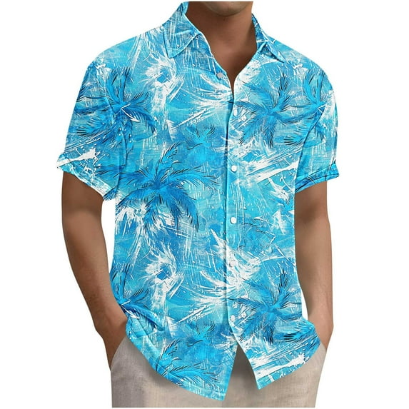 ZCFZJW Men's Hawaiian Wrinkle Free Shirts Big and Tall Regular Fit Casual Short Sleeve Button Down Tropical Floral Beach Vacation Tees Shirt Tops Multicolor#01 XXXXXL