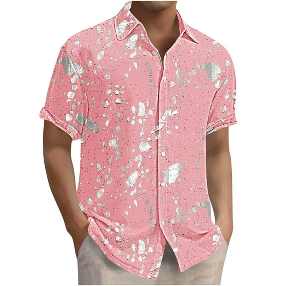 ZCFZJW Men's Hawaiian Wrinkle Free Shirts Big and Tall Regular Fit Casual Short Sleeve Button Down Tropical Floral Beach Vacation Tees Shirt Tops Multicolor#09 XL