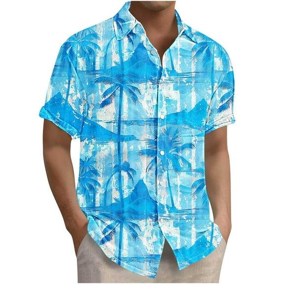 ZCFZJW Men's Hawaiian Wrinkle Free Shirts Big and Tall Regular Fit Casual Short Sleeve Button Down Tropical Floral Beach Vacation Tees Shirt Tops Multicolor#14 XXXL