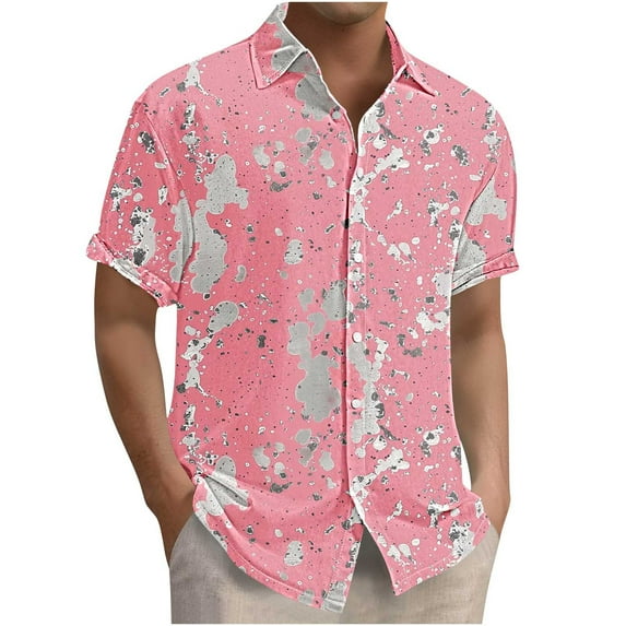 ZCFZJW Men's Hawaiian Wrinkle Free Shirts Big and Tall Regular Fit Casual Short Sleeve Button Down Tropical Floral Beach Vacation Tees Shirt Tops Multicolor#10 XXXXXL
