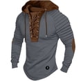 thumbnail image 1 of ZCFZJW Men's Henley Shirt Hooded Lightweight Regular Fit Casual Long Sleeve Lace Up Vintage Solid Casual Workout T-shirt Tactical Patchwork Western Tee Sports Gray M, 1 of 3