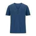 thumbnail image 1 of ZCFZJW Men's Henley Shirts Lightweight Quick Dry Summer Short Sleeve Muscle Fit Shirts Vintage Casual Solid Color Button V Neck T-Shirts for Men Blue S, 1 of 4