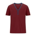thumbnail image 1 of ZCFZJW Men's Henley Shirts Lightweight Quick Dry Summer Short Sleeve Muscle Fit Shirts Vintage Casual Solid Color Button V Neck T-Shirts for Men Wine S, 1 of 4