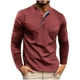 thumbnail image 1 of ZCFZJW Men's Henley Shirts Long Sleeve Button T-Shirt Lightweight Basic Solid Colro Athletic Tees Tops Fashion Casual Pullover Shirt with Pockets Red XXL, 1 of 6