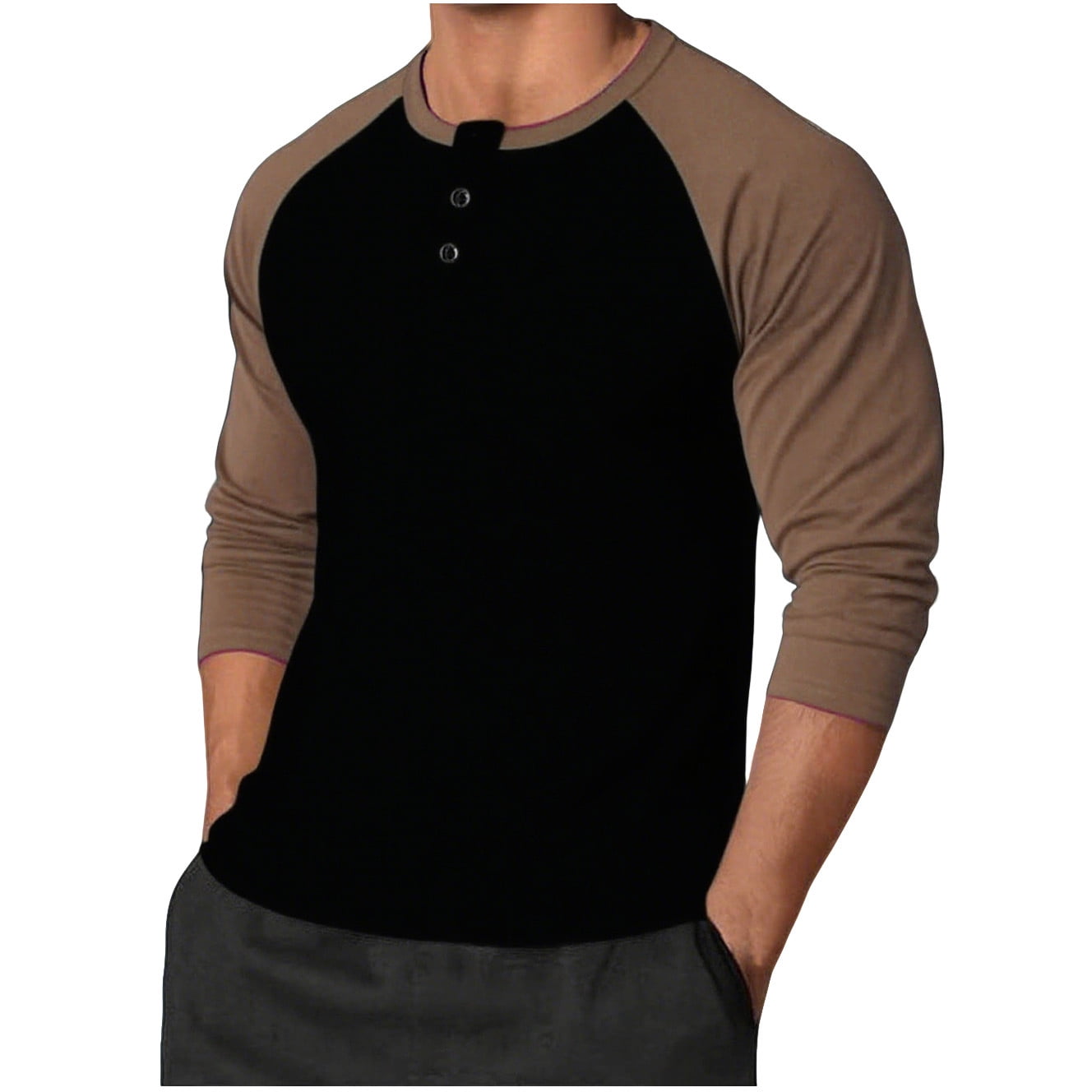 ZCFZJW Men's Henley Shirts Trendy Fall Raglan Long Sleeve Slim-Fit