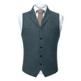 thumbnail image 1 of ZCFZJW Men's Herringbone Tweed Suit Vest Casual Notch Lapel V Neck Wool Blend Waistcoat Western Classic Fit Mens Vest Light Blue XXXL, 1 of 5