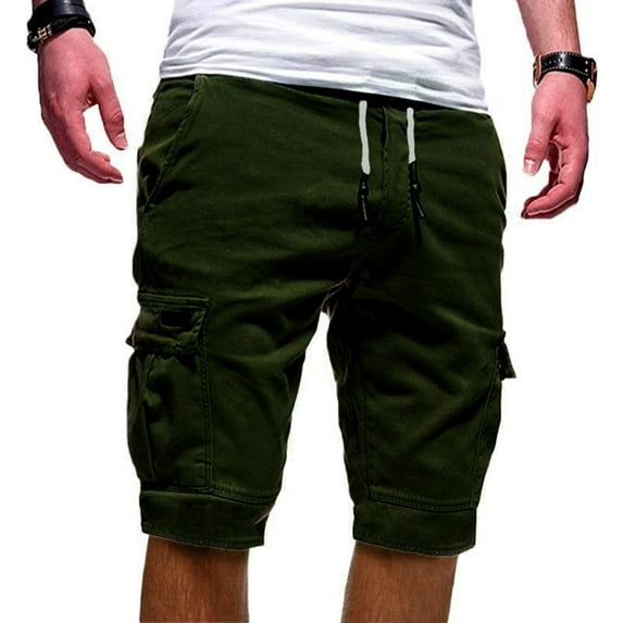 ZCFZJW Men's Hiking Shorts Quick Dry Drawstring Sports Workout Casual Tan Shorts for Men Big and Tall Regular Fit Cargo Short Pants with Multipockets Army Green XXXXL