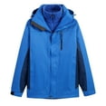 thumbnail image 1 of ZCFZJW Men's Hooded Windproof Water Resistant Rain Jacket Windbreaker Three-In-One Two-Piece Outdoor Overcoat with Pockets for Hiking,Fishing,Running Blue S, 1 of 3