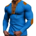thumbnail image 1 of ZCFZJW Men's Hoodies Thermal Shirts Henley Pullover Sweatshirt Lightweight Crew Neck Half Button Drawstring Long Sleeve Corduroy Top Blue XL, 1 of 1