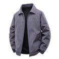 thumbnail image 1 of ZCFZJW Men's Jacket Insulated Fall Winter Jacket Zip Up Windproof Full Zip up Long Sleeev Quilted Bomber Jackets Casual Warm Padded Coats with Pockets Dark Gray XL, 1 of 7