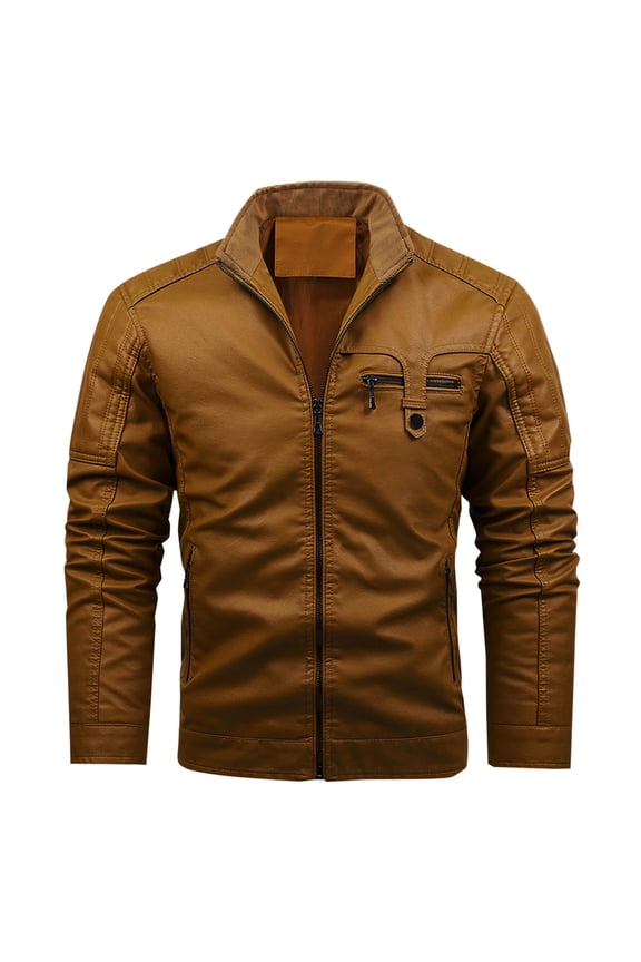 Men's Jackets-Bomber Jacket Fall Winter Warm Windbreaker Full Zip Casual Long Sleeve Fall Winter Coats with Zipper Pockets Yellow XXXL
