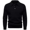 thumbnail image 1 of ZCFZJW Men's Knit Long Sleeve Sweaters Lapel Collared Athletic Sweater Tops Casual Quarter Button up Dress Pullover Fashion Golf Sweaters Black XXL, 1 of 5