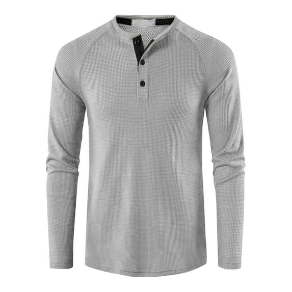 ZCFZJW Men's Knit Polo Sweatshirt Long Sleeve Waffle Sweater Casual Solid Color Quarter Button Golf Pullover Lightweight Business Casual Polos Shirts Gray M