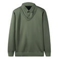 thumbnail image 1 of ZCFZJW Men's Lapel Faux Two-Piece Warm Top, Fall Winter Sherpa Fleece Lined Long Sleeve Faux 2-Piece Knitted Polo Shirt, Trendy Solid Color Business Work T-Shirts Green L, 1 of 4