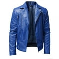 thumbnail image 1 of ZCFZJW Men's Leather Jacket Fall Winter Stand Collar Punk Motorcycle Washed Leather Long Sleeve Hoodless Casual Outwear & Jackets Dark Blue XXXXL, 1 of 6