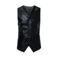 thumbnail image 1 of ZCFZJW Men's Leather Vest Casual Western Vest Jacket Lightweight Single-breasted V-Neck Slim Fit Suit Vest Waistcoat with Pocket #02-Black M, 1 of 9