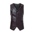 thumbnail image 1 of ZCFZJW Men's Leather Vest Casual Western Vest Jacket Lightweight Single-breasted V-Neck Slim Fit Suit Vest Waistcoat with Pocket #02-Brown XXL, 1 of 9