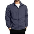 thumbnail image 1 of ZCFZJW Men's Light Jackets Lightweight Long Sleeve Full Zipper Bomber Jackets Collared Work Golf Windbreakers with Zip Pockets Dark Blue XXXXL, 1 of 9