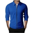 thumbnail image 1 of ZCFZJW Men's Lightweight Cardigan Jacket Casual Solid Color Waffle Knitted Spring Fall Long Sleeve Windbreaker Bomber Zip Up Outwear Coat Tops Blue XXXL, 1 of 4
