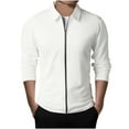 thumbnail image 1 of ZCFZJW Men's Lightweight Cardigan Jacket Casual Solid Color Waffle Knitted Spring Fall Long Sleeve Windbreaker Bomber Zip Up Outwear Coat Tops White M, 1 of 5