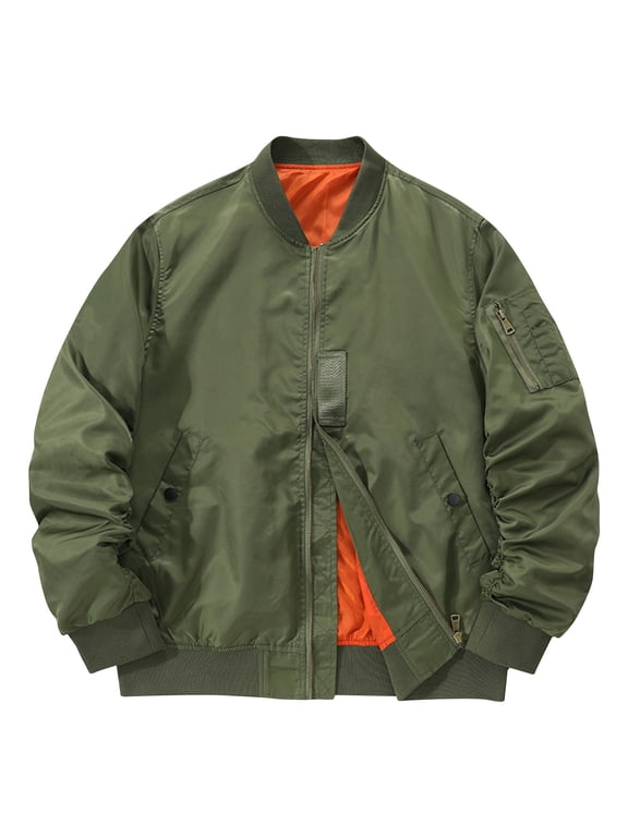 Men's Lightweight Cotton Flight Bomber Jacket Casual Military Windbreaker Casual Big and Tall Regular Fit Long Sleeve Zip up Workwear Coat with Pockets Army Green XXXXL