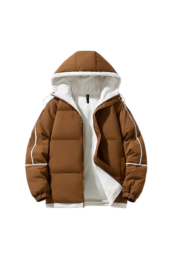 Men's Lightweight Packable Puffer Jacket with Hood Long Sleeve Full Zip up Warm Puffy Winter Jacket Coat Insulated for Ski Hiking Travel M