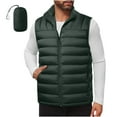 thumbnail image 1 of ZCFZJW Men's Lightweight Puffer Vest Packable Water-Repellent Warm Quilted Sleeveless Full Zip up Stand Collar Outerwear for Work Casual Travel(Storage Bag is Inclueded) Army Green L, 1 of 8