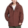 thumbnail image 1 of ZCFZJW Men's Lightweight Waterproof Hooded Rain Jacket Outdoor Full Zip up Long Sleeve Drawstring Hooded Raincoat Shell Jacket for Hiking Travel with Multi-Pockets Brown#01 XXL, 1 of 5