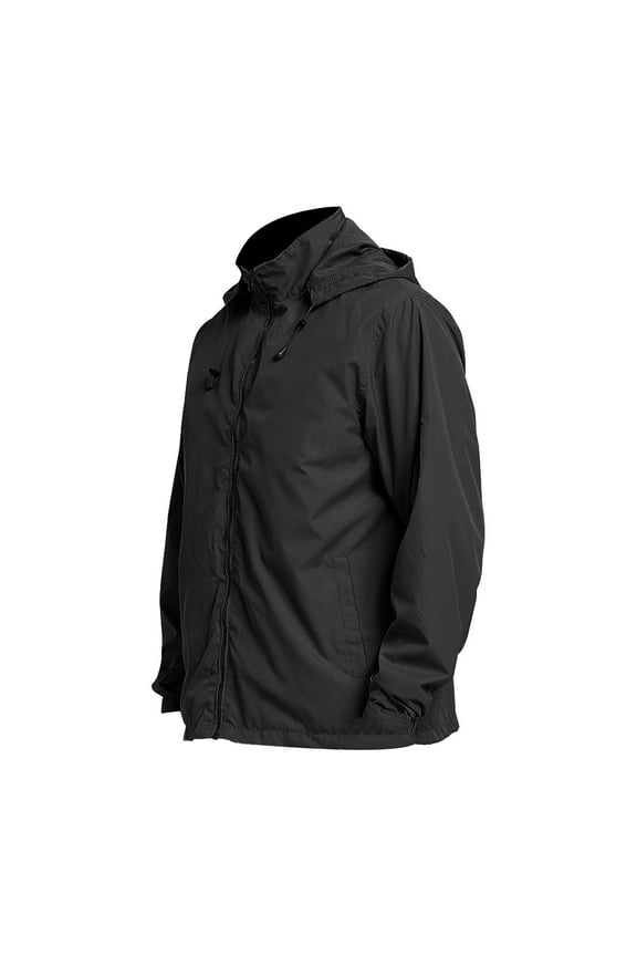 Men's Lightweight Waterproof Hooded Rain Jacket Outdoor Mountain Long Sleeve Full Zip up Raincoat Shell Jacket for Hiking Travel Black L