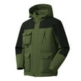 thumbnail image 1 of ZCFZJW Men's Lightweight Waterproof Rain Jacket Long Sleeve Color Block Print Hooded Hiking Outdoor Travel Raincoat Shell Jacket with Multi-Pockets Green XXXXXL, 1 of 3