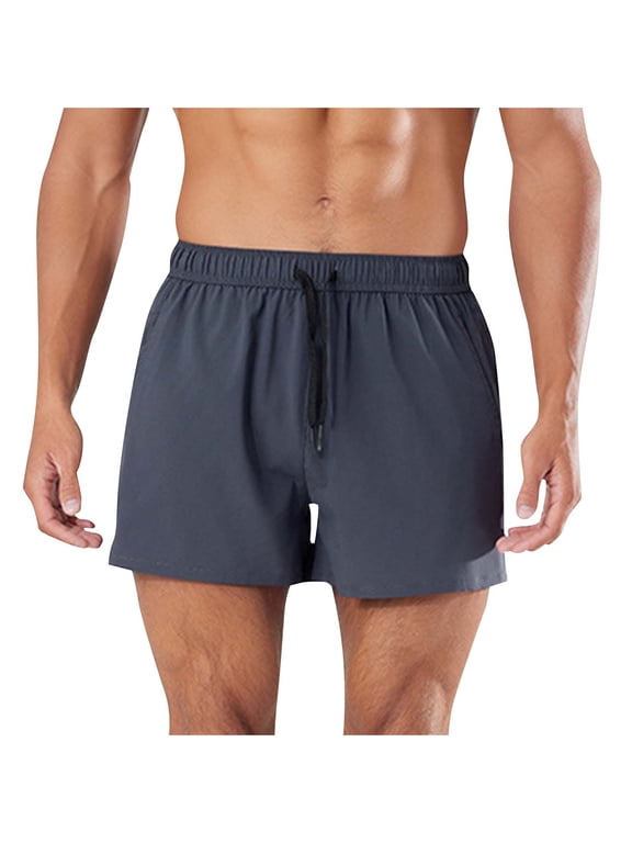 Men's Linerless Workout Shorts - Summer 5'' Lightweight Quick Dry for Running Sports Athletic Gym with Pockets Gray M