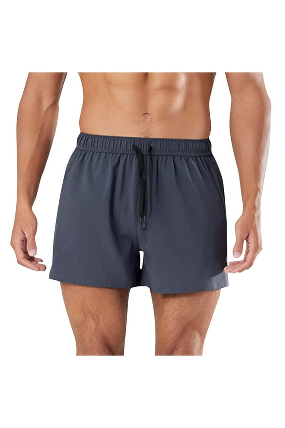 Men's Linerless Workout Shorts - Summer 5'' Lightweight Quick Dry for Running Sports Athletic Gym with Pockets Gray M