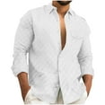 thumbnail image 1 of ZCFZJW Men's Long Sleeve Button Down Shirts Casual Big and Tall Regular Fit Solid Color Cotton Linen Shirts Untucked Beach Shirt with Pockets White XL, 1 of 6