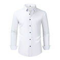 thumbnail image 1 of ZCFZJW Men's Long Sleeve Dress Shirts Casual Solid Color Stretch Wrinkle Free Button Down Shirt Business Wedding Formal Shirts Regular Fit T-Shirts Tops White L, 1 of 5