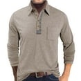 thumbnail image 1 of ZCFZJW Men's Long Sleeve Polo Shirt Fall Lightweight Casual Dress Button Polo T Shirt with Pocket Basic Collared Athletic Golf Shirt Khaki L, 1 of 5