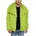 thumbnail image 1 of ZCFZJW Men's Luxury Faux Fuzzy Winter Coats Big and Tall Regular Fit Open Front Long Sleeve Lapel Collared Jacket Fluffy Warm Parka Overcoat Outerwear Green M, 1 of 8