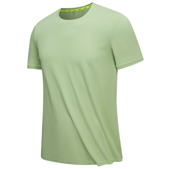 ZCFZJW Men's Mesh Quick-Dry Short Sleeve Workout Shirt Casual Summer Short Sleeve Solid Color Pola Tshirt Slim Fit Lapel Stretch T-Shirt Tops Green XXXXL